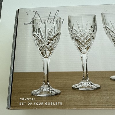 SET OF 4 Godinger Shannon Dublin Crystal Wine Beverage Goblet Glass 9oz NIB