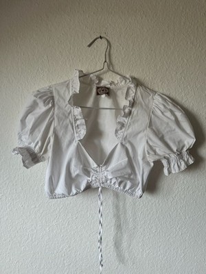 Turi Landhaus White Ruffled Puff Sleeve Dirndl Blouse