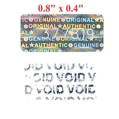 100 HOLOGRAM TAMPER PROOF, WARRANTY VOID,SECURITY LABELS STICKER SILVER 20x10mm