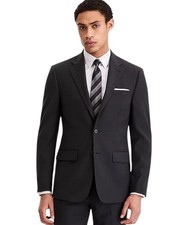 Calvin Klein Mens Slim fit Suit Jacket Blazer 48 L Charcoal Gray Solid Wool