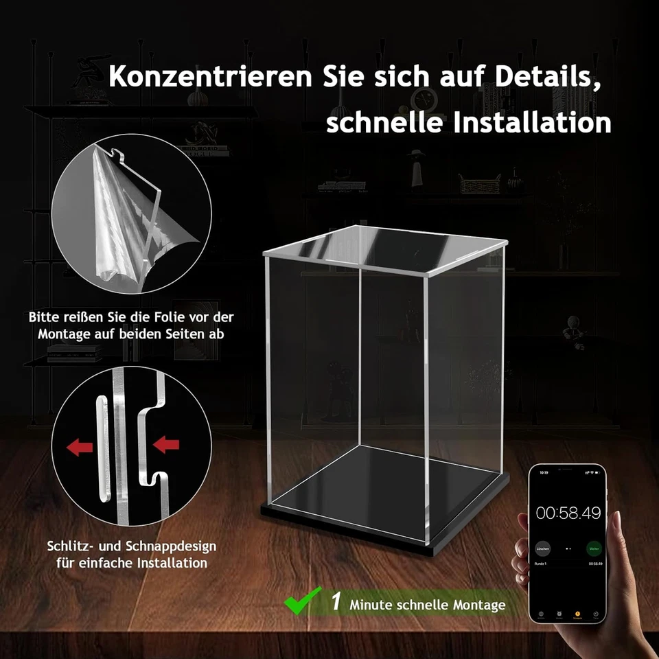 Vetrina Acrilica Trasparente Grande Scatole in Acrilico Da Esposizione Antipolve - Immagine 3 di 4