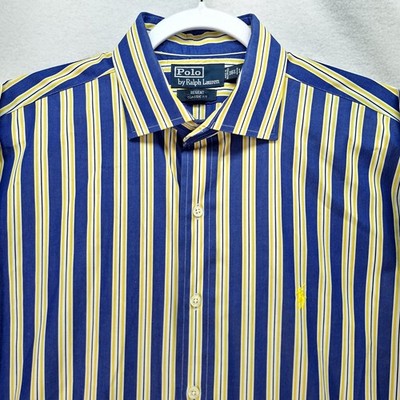 Polo Ralph Lauren Shirt Mens 16.5 L Regent Classic Fit Button Up Dressy Striped