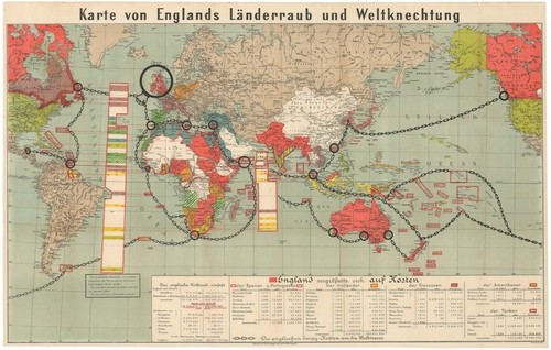 c. 1915 WWI Propaganda Map 'Karte von Englands Länderraub und Weltknechtung'