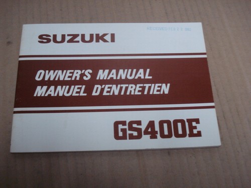 1982 Suzuki GS400E Owner's Manual