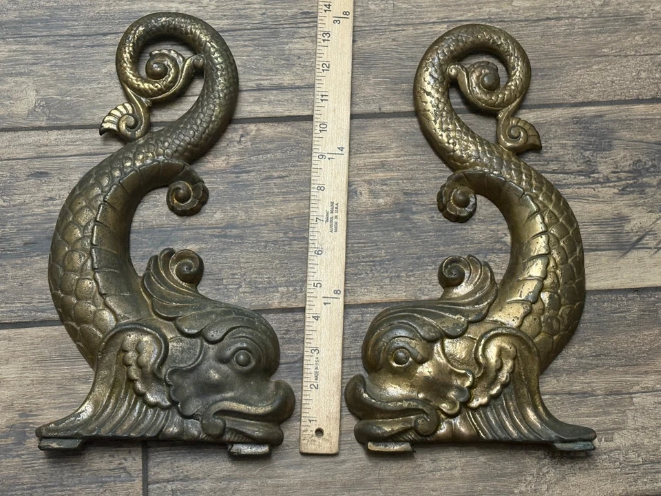 Antique Pair Marked BRADLEY & HUBBARD Andiron Doorstop Converted Wall Decor LOOK - Image 2 of 4