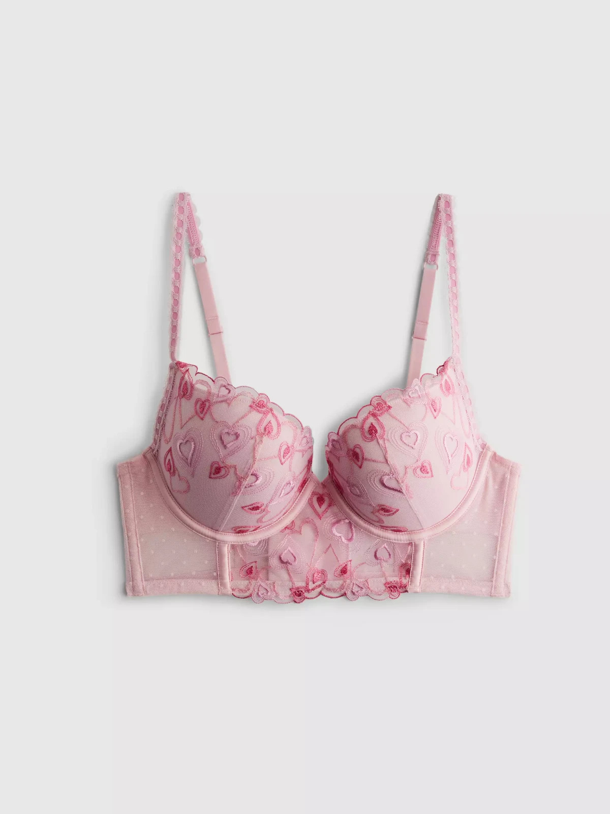 Primark Butterfly Longline Push Up Bra THICK Pad bigger boost cup Lace Heart image 3