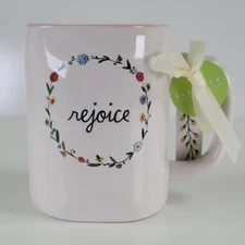 Rae Dunn Mug ~ Rejoice ~ Floral 18 oz