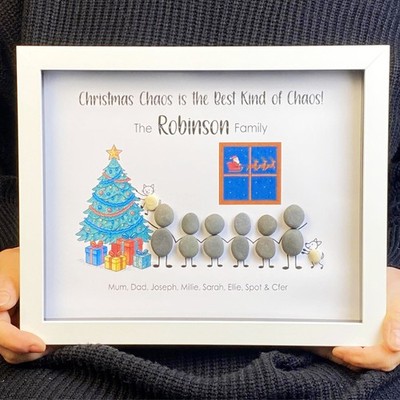 Personalisiertes Kieselbild Geschenk 8 x 10'' Familie Weihnachtsgeschenk Neuheit