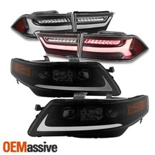 For 04-08 Acura Tsx Led Bar Drl Projector Smoke Headlights Tail Lights Combo