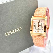 Seiko Lukia Dress Watch Quartz Womens Pink Gold Dial 1N01 0DY0 395375