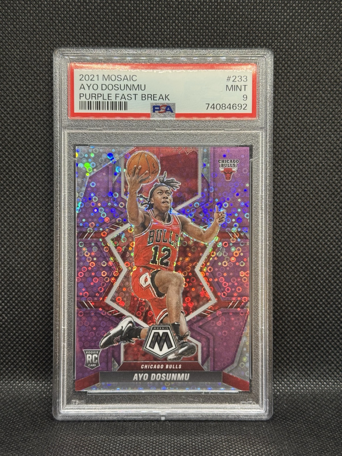 2021-22 Ayo Dosunmu Panini Mosaic #233 Purple Fast Break /50 Rookie Card RC