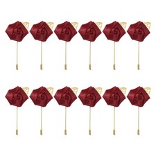 20 Pcs Groom Boutonnieres Rose Boutonnieres Pins 2"x3.5" for Wedding Deep Red