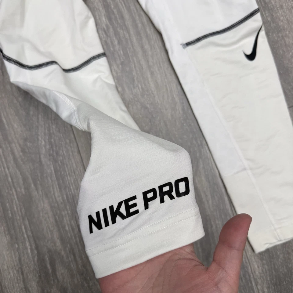 Medias de compresión Nike Pro Hyperwarm blancas negras capa base para hombre talla grande Foto 2 de 4