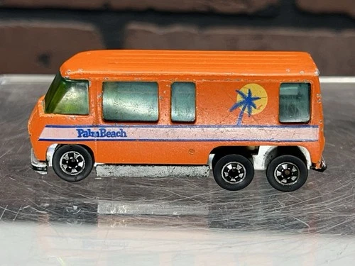 Vintage 1976 Hot Wheels GMC Motor Home Palm Beach Orange Van - Mattel Hong Kong