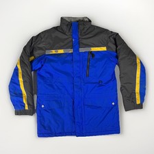 Columbia Parka Kids 14/16 Blue Gray Yellow Insulated Gorpcore Winter Ski Jacket