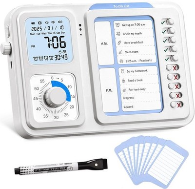3-in-1 Visual Timer & ADHD Tool for Kids|Adults, Task Timer with Chore Chart ...