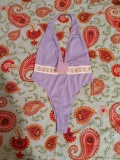 Savage X Fenty Lavender Halter Bodysuit with Branded Metallic Waistband NWT