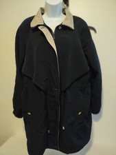 Giorgio Womens Coat Black Sz M (runs Larger) Cinch Waist 35 In Lgth
