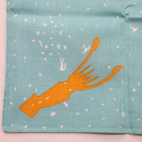 Japanese Furoshiki Fin Whale Wrapping Cloth Cotton 100% Blue from Kyoto - Picture 4 of 12
