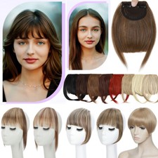 Clip in on Thin Neat Bangs As Human Hair Side Front Fringe Extensions Hairpiece