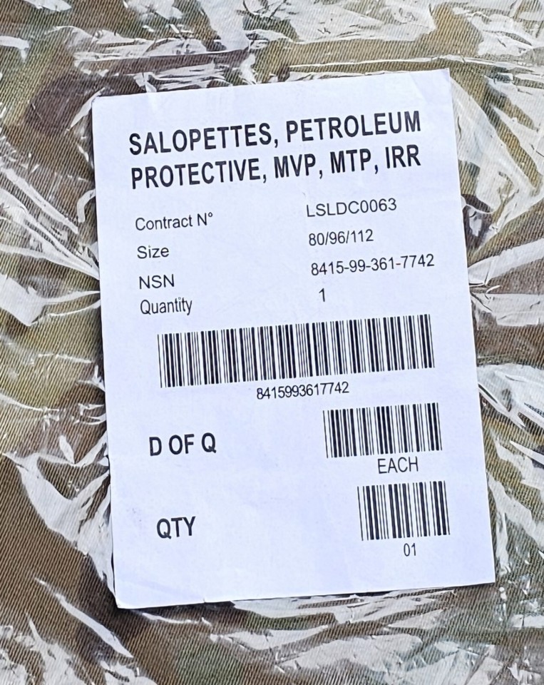 New British Army Issue MTP GoreTex MVP Salopettes Bib & Brace Size 80