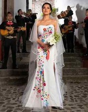 Fashion Flower Embroidery Mermaid Wedding Dresses Sweetheart Long Bridal Gowns