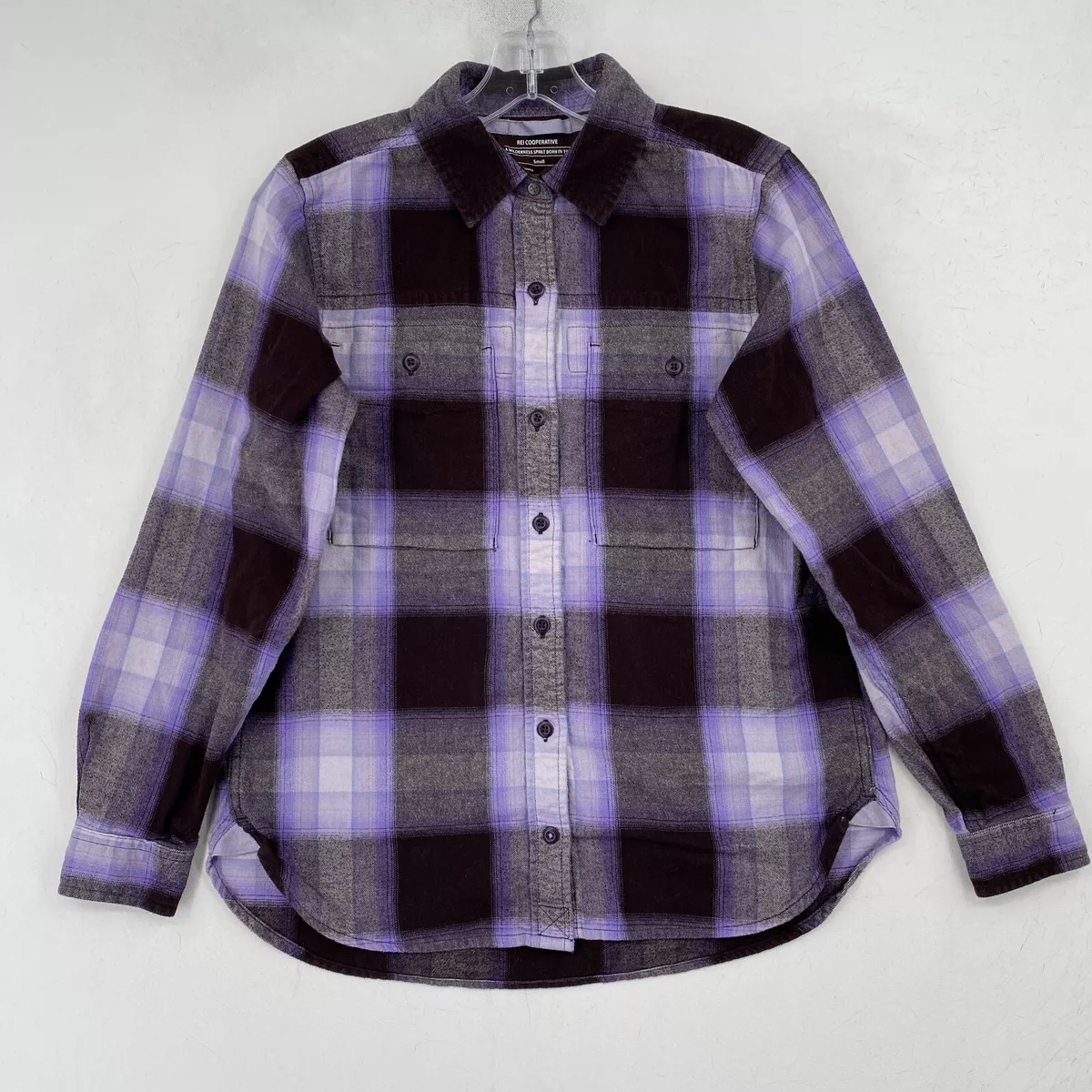 Purple plaid shirt deals womens