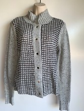 Cabi 3006 Square Stitch Gray Cardigan Sweater Size Small