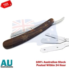 Straight Cut Throat Solid Brown Wood Razor Edge Barber Salon Razors