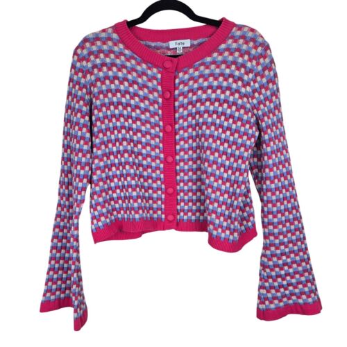 Fate Anthropologie Womens Cropped Sweater Cardigan Medium Bell Bohemian Preppy