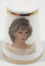 Vintage Princess Diana 25th Bday Porcelain Thimble W/Gold Trim Royal Grafton