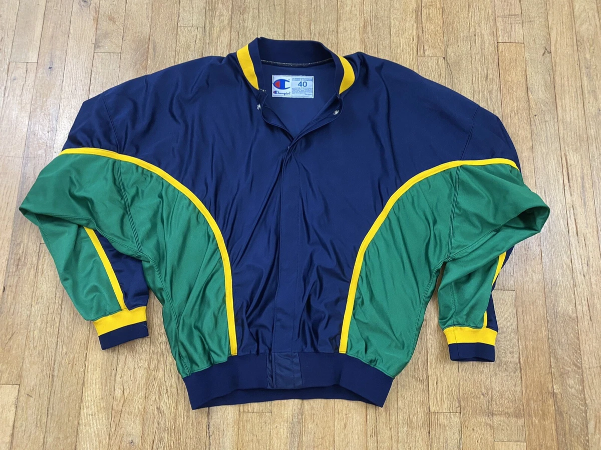 Vintage Champion Jacket Mens sz 40 Snap Bomber Green VTG 80S 90s