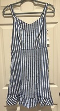 Old Navy Blue Stripe Cami Ruffle Dress NWT Women's Medium MSRP $35
