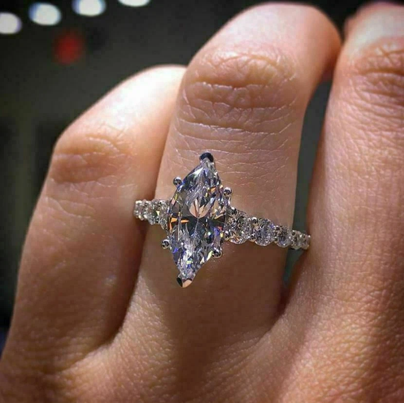 2CT Marquise Simulated Diamond Solitaire Engagement Ring 14K White