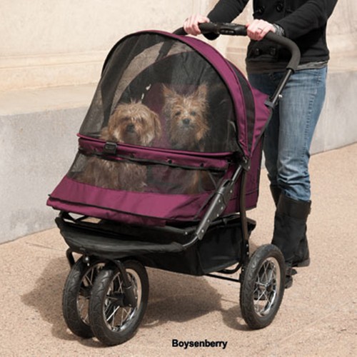 Double Pet Stroller Pet Gear NoZip Boysenberry 90 lbs 45 small 2 med
