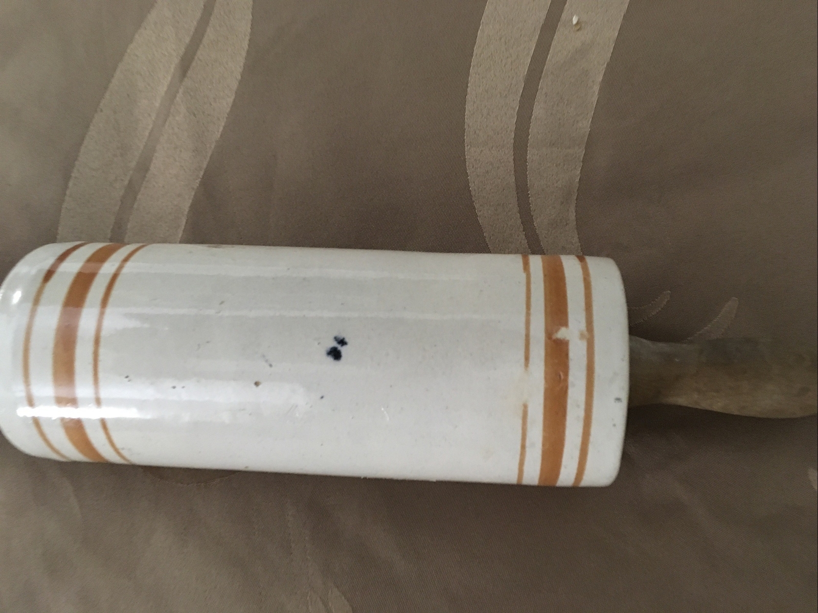 Advertising Western Stoneware Rolling Pin Bergen & Perterson Sheldahl