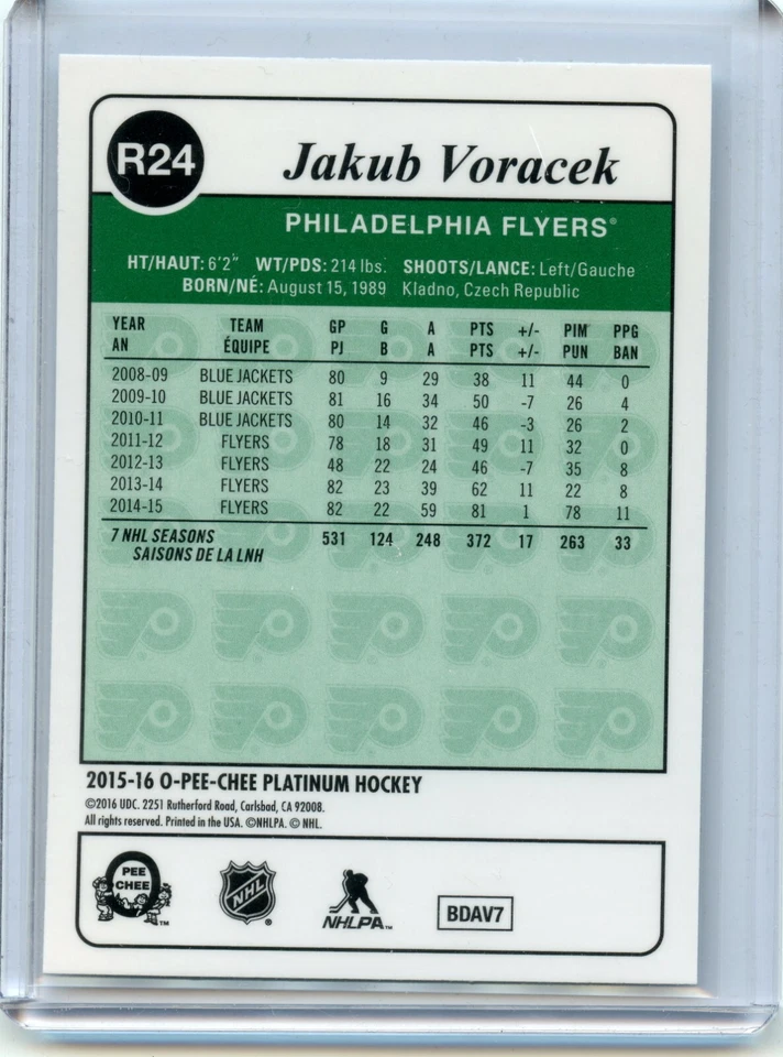 2015-16 O-Pee-Chee Platinum Retro #R24 Jakub Voracek - Image 2 of 2