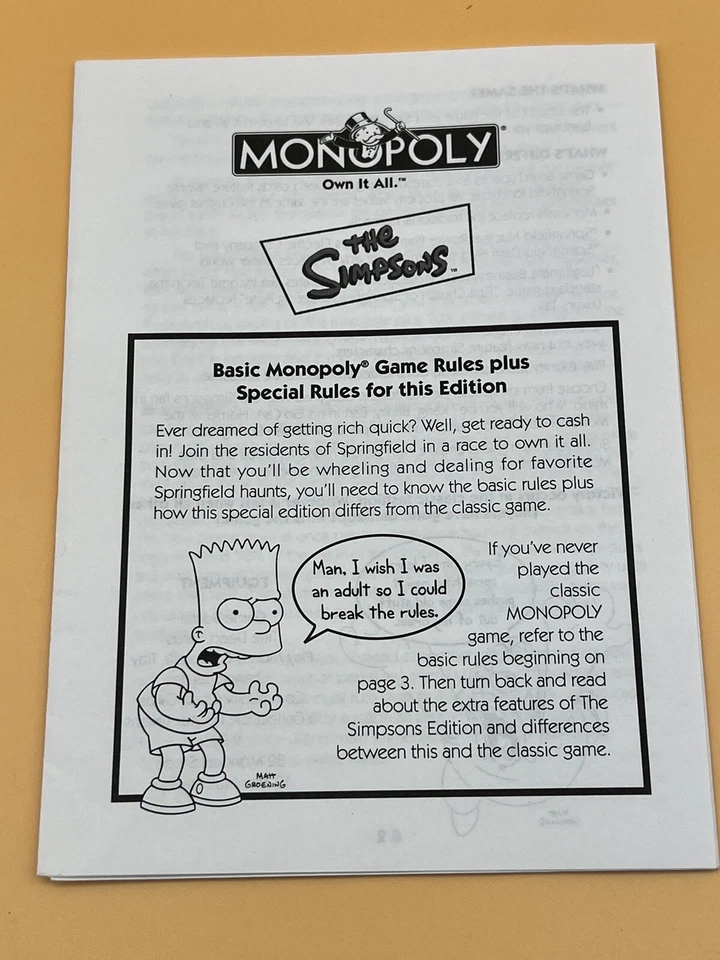 The Simpsons Monopoly - 2001 - Deeds, Cards, Homes, Dice - Replacement Pieces - Image 4 of 4