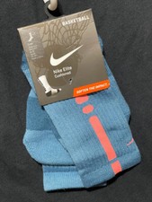 NIKE ELITE Basketball Crew Socks Small X4586-488 S Blue/pink KD LBJ Tech BIN 4
