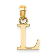 14K Yellow Gold Polished Block Letter L Initial Pendant Charm Small Approx 1/2"