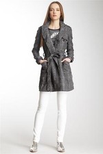 Gryphon New York Ramsey Wool Blend Plaid Trench Coat Size Large Nwt $690
