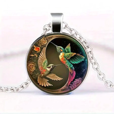 Fashion Two Hummingbird Round Pendant Necklace Thanksgiving Birthday Gift