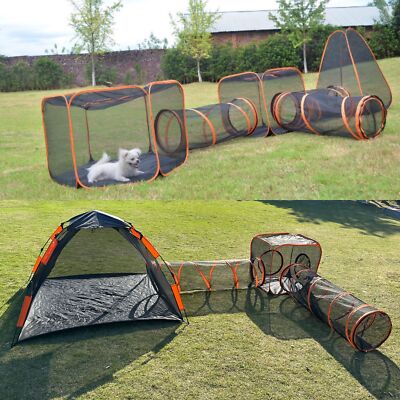 Portable Pet Cat Dog Playpen Play Tent Tunnel Compound House Outdoor ...