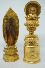 Wooden Meditating & Standing Buddha Set Antique Original from Japan 0426C12