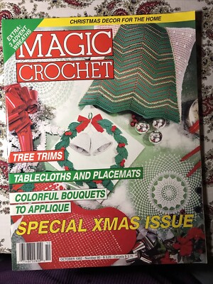 Magic Crochet Magazine Oct. 1992 Number 80 Tree Trims, Bouquets, placemats