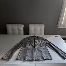 Marella Sport Nwt $300 Black And White Houndstooth Cardigan Jacket Blazer Sz L