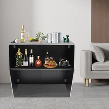 Portable Home Bar Unit Corner Mini Bar Cabinet Liquor Bar Table w/ Shelves
