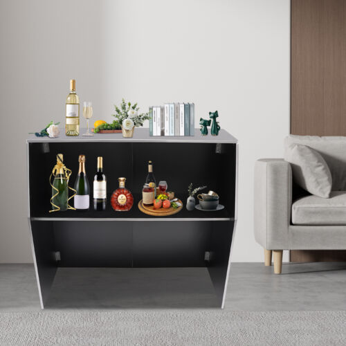 Portable Home Bar Unit Corner Mini Bar Cabinet Liquor Bar Table with Shelves