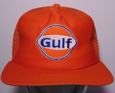 Old Vintage 1980s GULF OIL GAS STATION PATCH SNAPBACK TRUCKER HAT MADE IN USA
