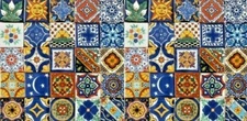 50 MEXICAN TILES 2x2 CERAMIC POTTERY TALAVERA MEXICO WALL FLOOR DECOR #005